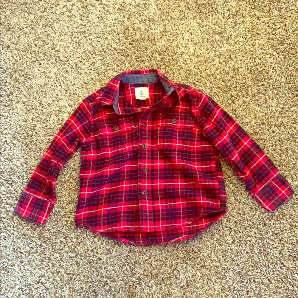 Land’s End Kids red plaid shirt great condition